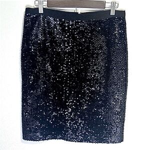 Ann Taylor Black Sequin Pencil Skirt, Size 10